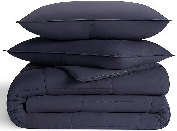 UGG Full/Queen Comforter Set with 2 Pillow Shams, Lightweight Down Alternative Blanket, Reversible Cozy Warm All Season Washable, Hypoallergenic Bedding Set, Navy Blue (Leonora)