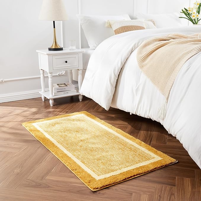 CozeCube Bath mats for Bathroom Non Slip, Fluffy Absorbent Microfiber Bath mat Washable, Aesthetic Bathroom Rugs, Long Harvest Gold Bath mat, Harvest Gold, 47" x 24"