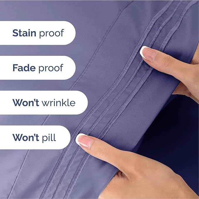 Cal King Size 4 Piece Sheet Set - Extra Soft, Breathable & Cooling Sheets - Hotel Luxury Bed Sheets for Women & Men - Deep Pockets, Easy-Fit & Wrinkle-Free Sheets - French Violet Oeko-Tex Bed Sheets