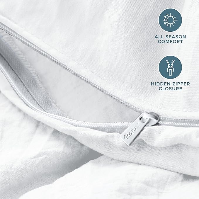 Bare Home Microfiber Duvet Cover Set - Ultra Soft Washed Microfiber - Oversized King Size - Linen-Like Look - Easy Care - Breathable Fabric - Our Softest Duvet Cover Set (Oversized King, White)