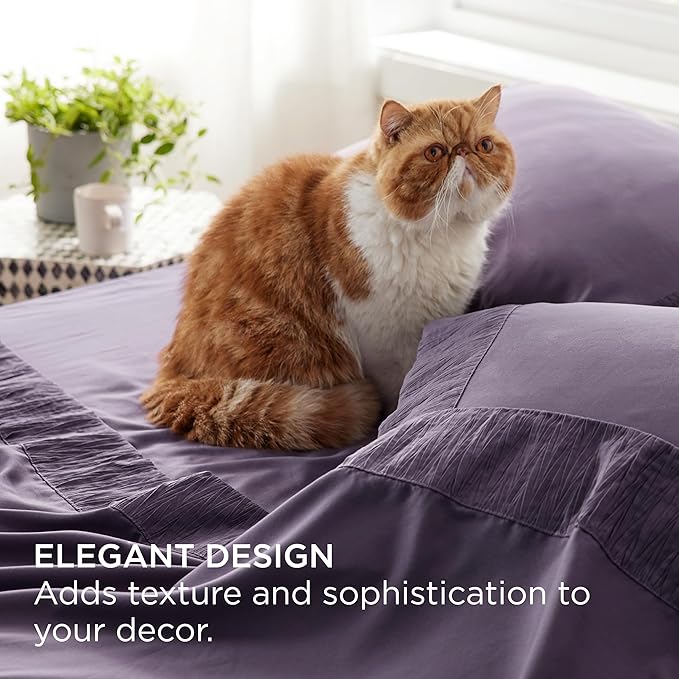Bedsure California King Sheet Sets - 4 Pieces Soft Cal King Sheets - Breathable & Cooling - Hotel Luxury - Easy Care Polyester Microfiber Bedding for Women, Men, Dusty Purple
