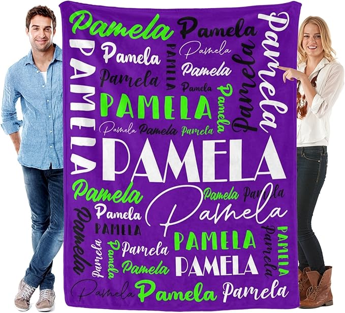 Name Blanket Personalized Blanket for Adult Kids Flannel Customize Throw Blanket Custom (Color 28, 50 x 60 Inches)
