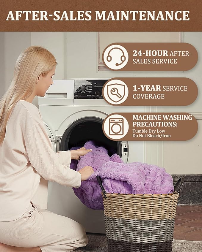 CAROMIO Heated Throw Blanket - Thick Tufted Sherpa Electric Blanket Throw with 10 Heating Levels and 10 Time Settings, ETL Certified Machine Washable Fast Heating Blanket Throw 50"×60", Purple
