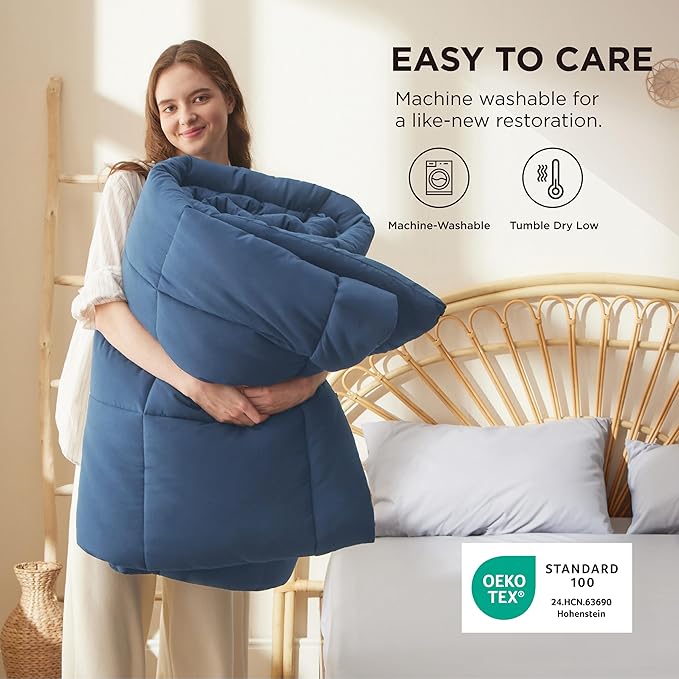 Bedsure Comforter Duvet Insert - Quilted Comforters Oversize Queen, All Season Duvet, GentleSoft Down Alternative Bedding, with 8 Tabs, Gifts for Women/Men, Dark Slate Blue, Oversize Queen 98x98Inche