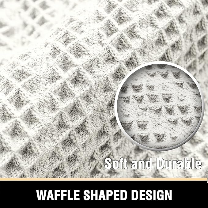 H.VERSAILTEX Waffle Bath Mat Super Absorbent Boho Bath Mat Non Slip Bath Rugs for Bathroom Floor Machine Washable Dry Fast Bathroom Rugs with Tassels, 20" x 32", Ivory White