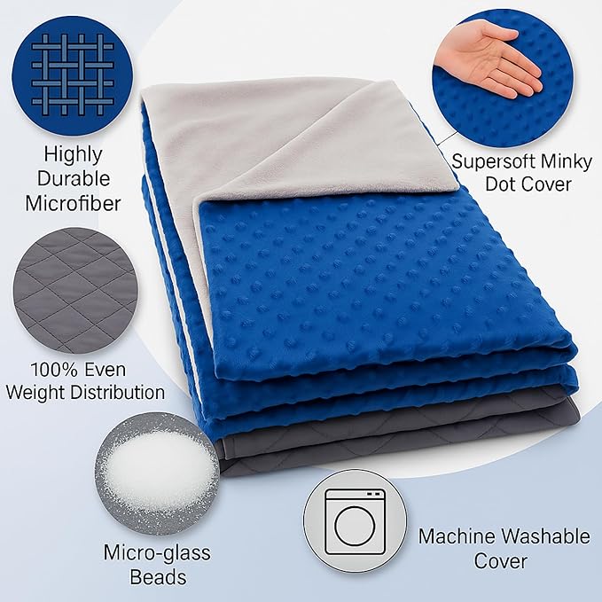 hazli Super-Soft Kids Weighted Blanket 7 Pounds - Weighted Blanket for Kids - Easy to Clean, Washable Minky Cover - 41x60 Inches 7lbs Child - Heavy Blanket for Girls and Boys