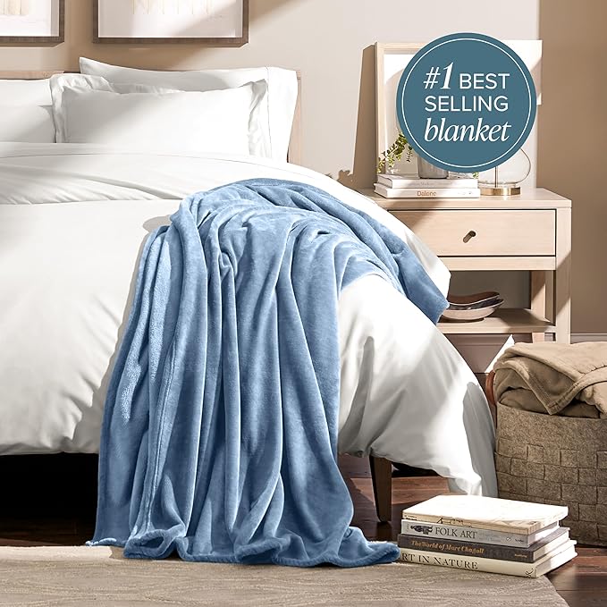 Bare Home Fleece Blanket - King Size - Ultra-Soft Lightweight for Bed, Sofa, and Couch - Luxury Microplush - Cozy Warm Blanket (King, Coronet Blue)