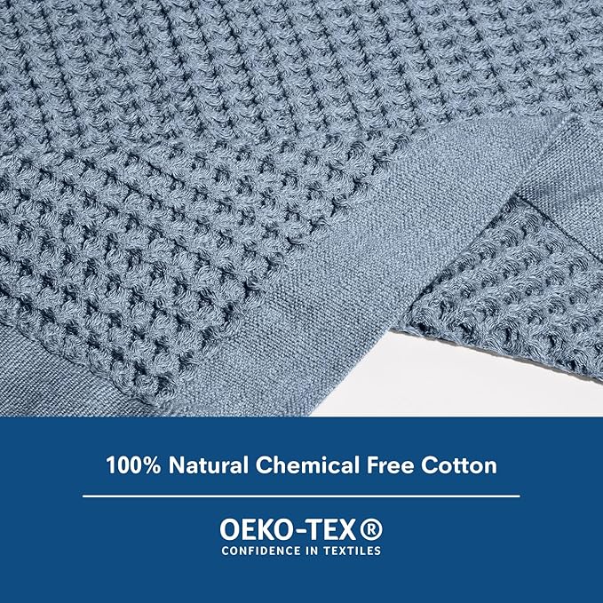 ONSEN Supima Cotton Waffle Bath Mat – Bathroom Rug, Washable Rug, Bathroom Floor Mat – Ultra-Absorbent, Quick-Dry, Soft & Durable Luxury Cotton - Denim, 20x30 in