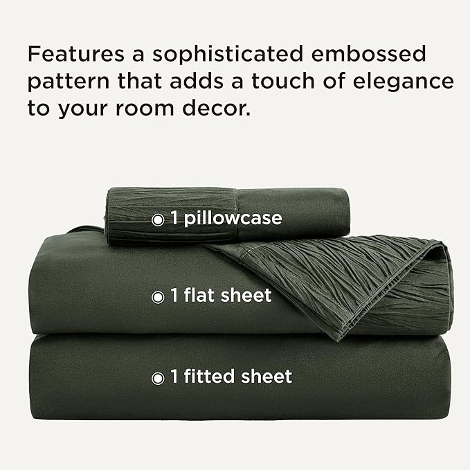 Bedsure Twin Sheets Set - 3 Pieces Soft Twin Bed Sheets - Breathable & Cooling - Hotel Luxury - Easy Care Polyester Microfiber Bedding for Women, Men, Olive Green