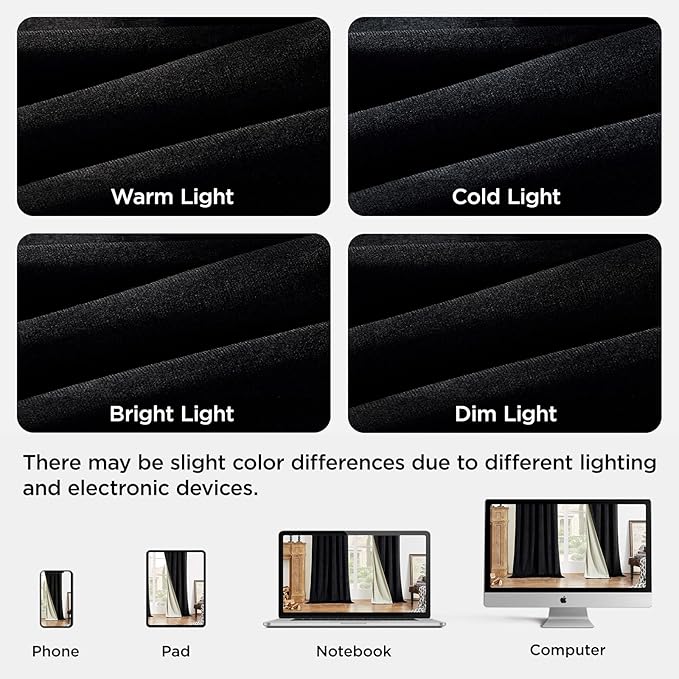 Joydeco Black 100% Blackout Curtains 84 Inch 2 Panels, Luxury Thermal Insulated Black Velvet Curtains for Bedroom Living Room, Soundproof Blackout Window Drapes, Rod Pocket & Back Tab (42W x 84L)