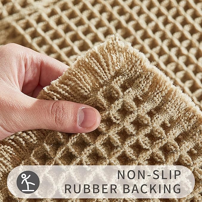 Bath Rugs Mat,Upgraded Waffle Bath mat,Super Absorbent Non Slip Bath Rugs,Machine Washable Rugs for Shower romm, Rubber Backing Boho Mats, Ultra Soft,Brown,17"*24"