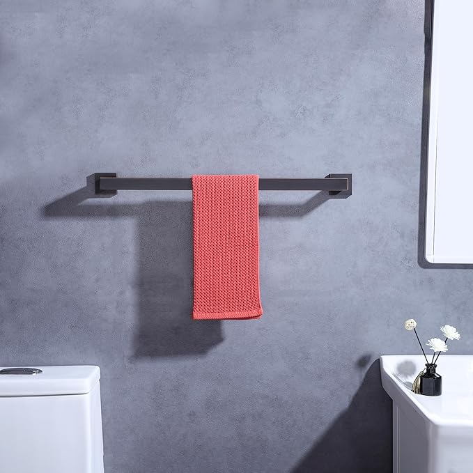 LANC ORB 24-Inch Bath Towel Bar 2 Pack Bathroom Kitchen Single Towel Rack Oil Rubbed Bronze Towel Holder Wall Mounted Towel Hanger Towel Rod Stainless Steel Towel Rail, A8804-6ORB