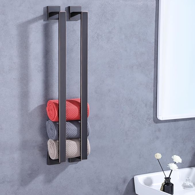 LANC ORB 32-Inch Towel Bar for Bathroom Kitchen Square Towel Rack, Total-34 Towel Rod Oil Rubbed Bronze Bath Towel Holder Heavy Duty Wall Mounted Towel Hanger Shower Towel Rail, A8804ORB-8P1