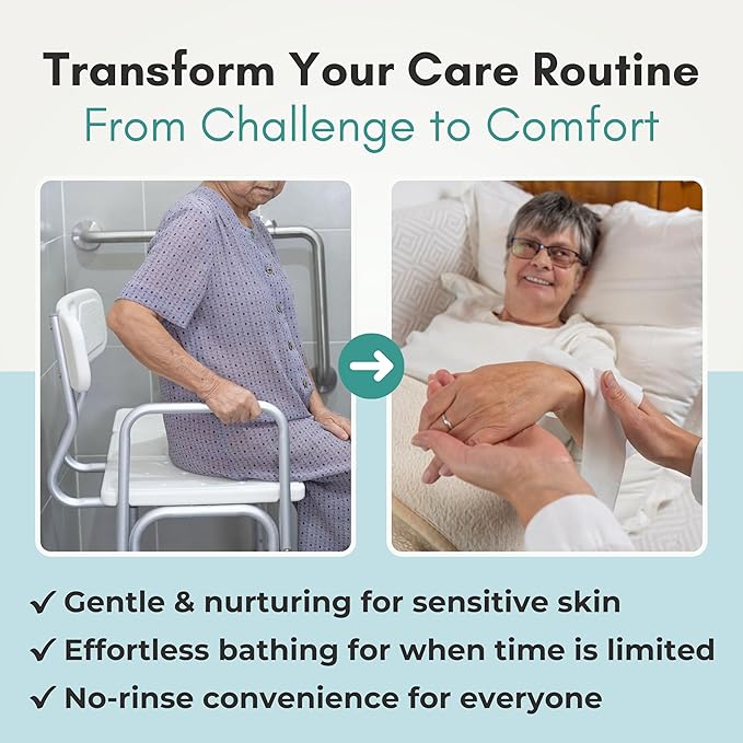 Nurture XL Ultra Thick Body Wipes for Adults w/Aloe | 120 Extra Large Disposable Cloth Wet Cleansing No Rinse Bathing Washcloths, Waterless Shower | Bath Wipe for Women, Men & Elderly