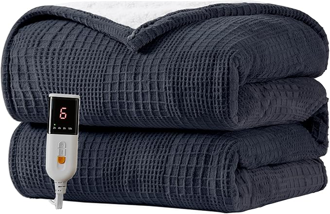Heated Blanket Electric Blanket Throw 50''X60''-Heating Blanket with 9 Heat Settings-2-10 Hours Auto Off,ETL Certified,Machine Washable (Black)