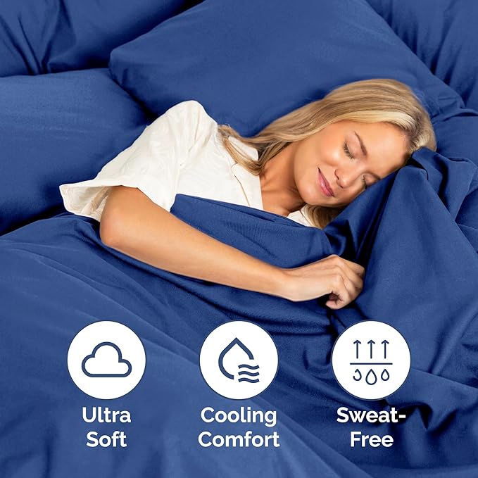 Twin Size 3 Piece Sheet Set - Extra Soft, Breathable & Cooling Sheets - Hotel Luxury Durable Bed Sheets for Women & Men - Deep Pockets, Easy-Fit & Wrinkle-Free Sheets - Cobalt Blue Oeko-Tex Bed Sheets