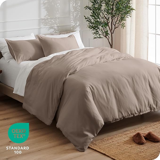 Bare Home Bedding Duvet Cover Extra Long Size - Premium 1800 Super Soft Collection - Lightweight, Cooling Duvet Cover - Soft Breathable Bedding (Twin/Twin XL, Taupe)