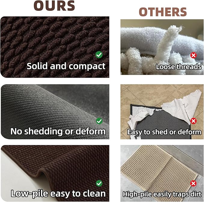 Toilet Rug, Thin Toilet Rugs U Shaped Washable Non Slip Absorbent Quick Dry Low Pile Toilet Mat, Brown 20"x24" U Shape