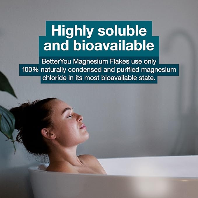 BetterYou Magnesium Mineral Bath Flakes - Mineral Bath Salts with Magnesium Chloride - Foot Bath or Body Bath Soak - Safe On Sensitive Skin - 2.3 lb (Pack of 2)