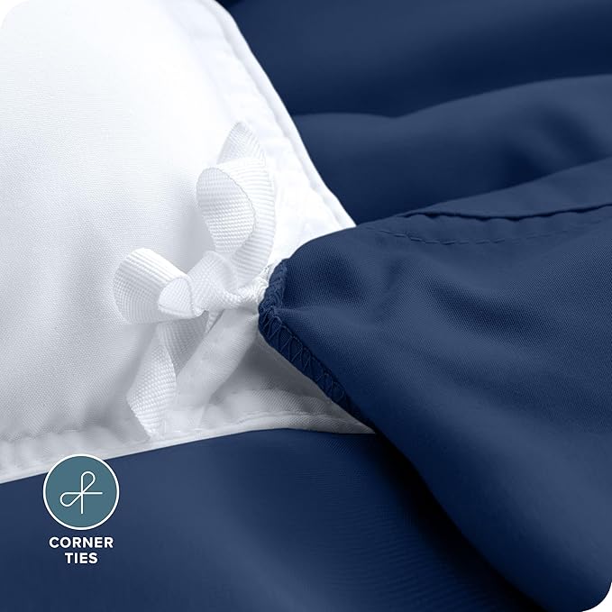 Bare Home Bedding Duvet Cover Oversized King Size - Premium 1800 Super Soft Collection - Lightweight, Duvet Cover - Soft Textured Bedding (Oversized King, Dark Blue)