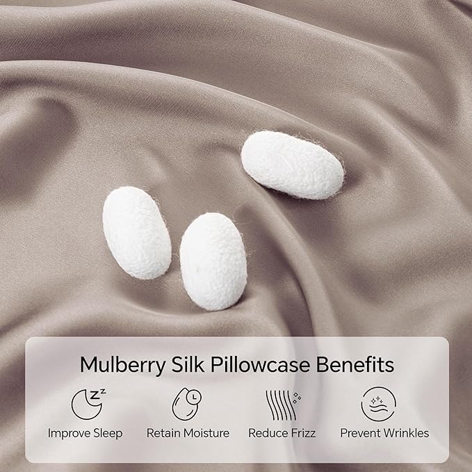 INFIIXSO Mulberry Silk Pillowcase for Hair and Skin, Silk Pillow Cases Standard Size with Hidden Zipper 20x26 Inches, Ultra Smooth and Soft Cooling Pillow Cases for Hot Sleepers(Caramel, 1 Pack)