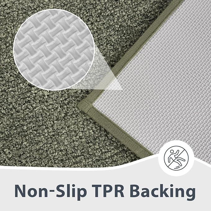 Bathroom Rugs 30" x 60", Non-Slip Extra Soft Absorbent Bath Rugs, Machine Washable Quick Dry Bath Mats for Bathroom Floor, Shower, Bathtub and Sink, Sage Green & Budding Green