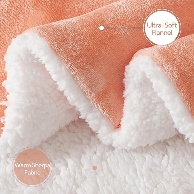 Heated Blanket 72"x84" Full Size, Dual-Sided with Soft Flannel & Sherpa Fabric, Electric Blanket with 9 Heating Levels & 2-10 Hours Auto Off, Machine Washable, Light Coral Pink