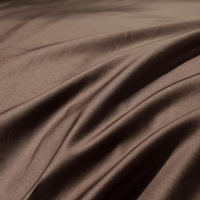MooMee Duvet Cover Set 100% Extra Long Staple Cotton 600 Thread Count Silky Sateen Smooth Luxury Soft Breathable Durable Hotel Quality Bedding, 3 Pieces (Chocolate Brown, Super Queen 90"x98")