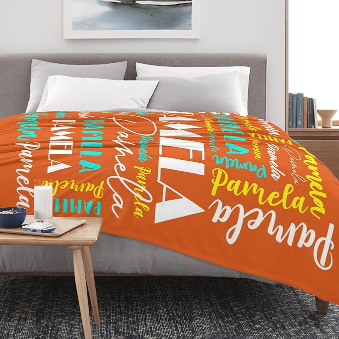 Name Blanket Personalized Blanket for Adult Kids Flannel Customize Throw Blanket Custom (Color 24, 60 x 80 Inches)