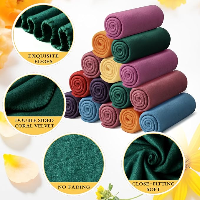 Kinlop Fleece Blanket Bulk 60 x 50 Inch Soft Lightweight Fleece Cozy Blanket Warm Throw Plush Pet Throw for Bed Couch Sofa Home Office Wedding Gifts Travel Camping(Modern Color,40 Packs)