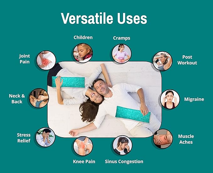 Microwavable Corn Filled Heating Pad and Cold Pack/Washable 100% Cotton Cover (Cross Hatch - Mint, 5.25in W x 17.25in L)