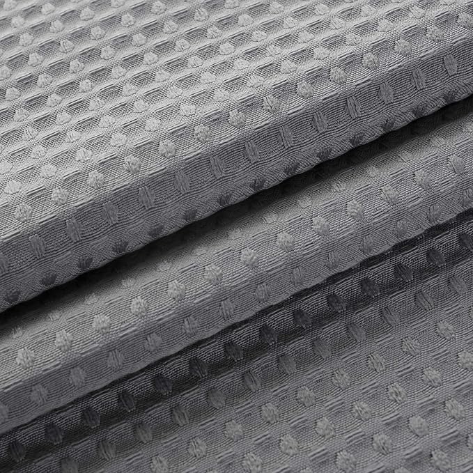Barossa Design Extra Long Fabric Waffle Weave Shower Curtain 84 inch Height, Hotel Luxury Spa, 230 GSM Heavy Duty, Water Repellent, Machine Washable, Gray Pique Pattern, 71x84