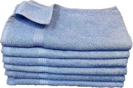 Towel Supercenter 16X27 Salon Hand Towels Colors (12Pack-24Pack-36Pack- 60Pack-120Pack) 100% Cotton for Hair Salons, Nail Salons, Tanning Salons, Golf Course (Light Sky Blue, 24)