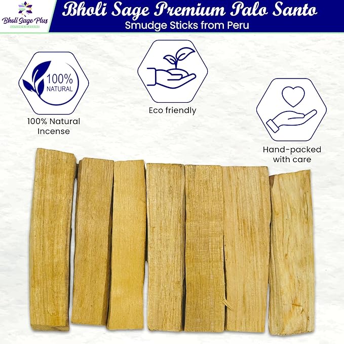 Premium Palo Santo Sticks (25-50 Sticks, Weight 1 lb) – 100% Natural, 4 Inches (10 cm) Long, 1-2 cm Thick, Hand-Picked from Peru, Ethically Sourced for Energy Cleansing, Meditation & Aromatherapy