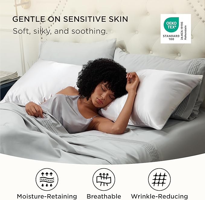 Bedsure Satin Body Pillow Pillowcase, Similar to Silk Body Pillow Cover with Zipper, Soft & Breathable Long Pillow Case, Cooling & Silky Long Pillowcase for Hair and Skin, Gifts, White, 20x54 Inches