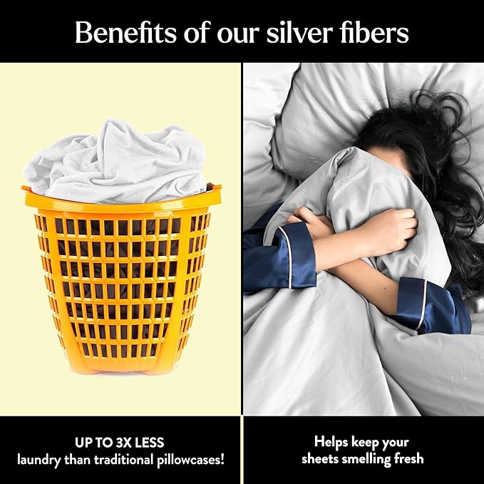 Miracle Made Extra Luxe Soft Cooling Pillowcase, 2-Piece Silver-Infused Cotton Fabric – Lightweight, Thermoregulating, Breathable Cover for Sensitive Skin, King/Cali King Size, White