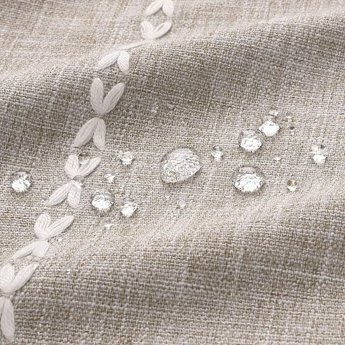 MitoVilla Boho Extra Long Shower Curtain 72 x 96, Taupe Modern Farmhouse 96 inch XL Polyester Linen Texture Tassel Fabric Shower Curtain Set with Hooks for Cottagecore Country Bathroom Decor,Taupe