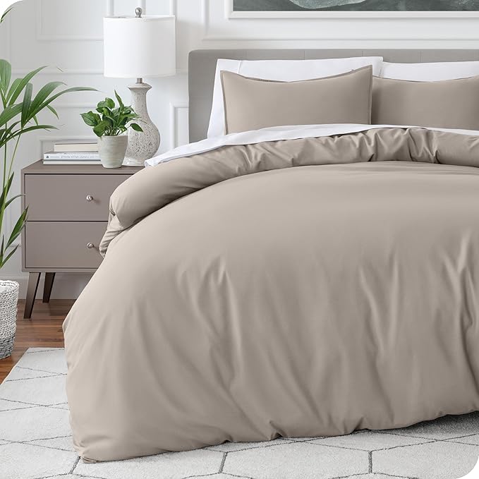 Bare Home Bedding Duvet Cover King Size - Premium 1800 Super Soft Collection - Lightweight, Cooling - Soft Breathable Bedding Duvet Cover (King, Khaki)