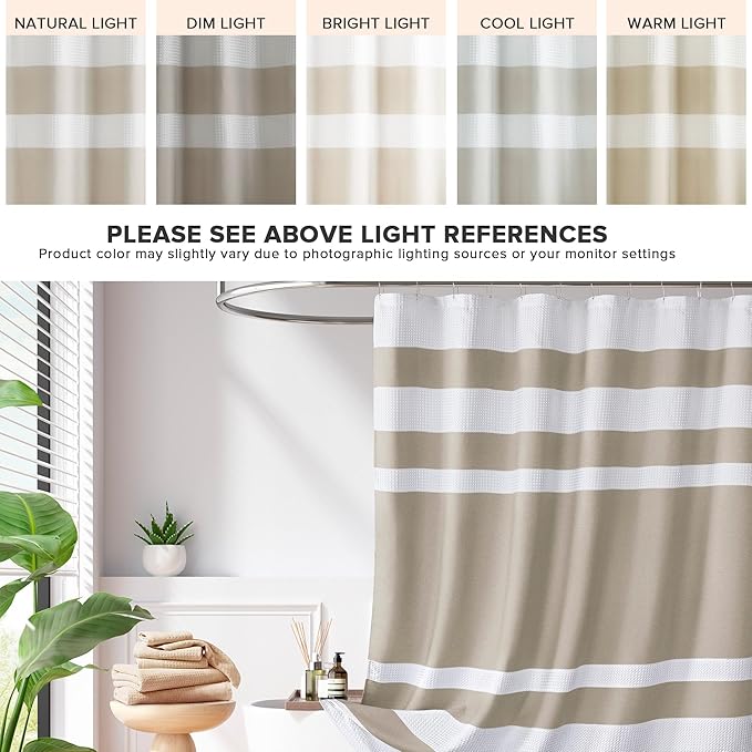 Madison Park Shower Curtain Spa Waffle Weave Stall Shower Curtain for Bathroom 3M Scotchgard Moisture Management, Spa Quality Modern Shower Curtains for Bathroom, Stall 36x72'' Taupe