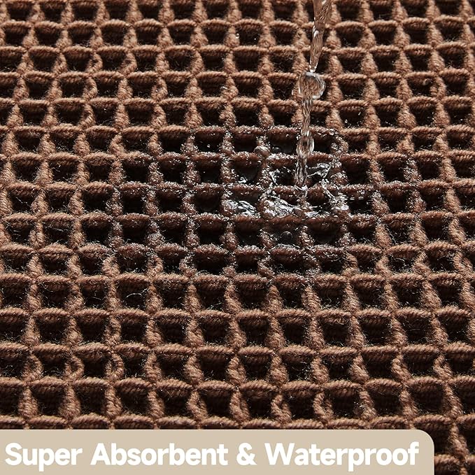 Waffle Bath Mat, Boho Bathroom Rugs Non Slip Washable Super Absorbent Quick Dry Bath Mat Farmhouse Bathroom Decor, 48"x24" Mocha