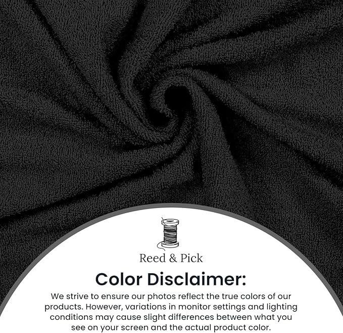 Reed&Pick 24 Pack Black Hand Towels 100% Cotton Spa Towels 16x26 inches Highly Absorbable Facial, Gym, Hair and Face Towels in Bulk