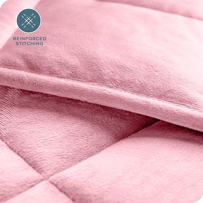 Bare Home Weighted Blanket Twin or Full Size 10lb (40" x 60") for Adults - Minky Fleece - Premium Heavy Blanket Nontoxic Glass Beads (Light Pink, 40"x60")