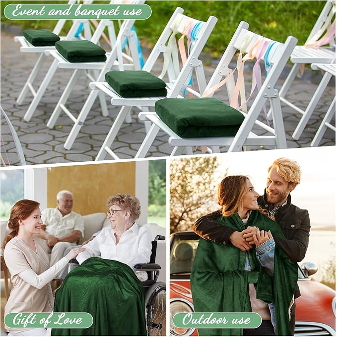 Tinideya 12 Pcs Flannel Fleece Throw Blanket Bulk 50 x 60 Inch Soft Fleece Blanket Warm Throw Blanket Coral Blankets for Couch Sofa Home Wedding Gifts Season (Dark Green)