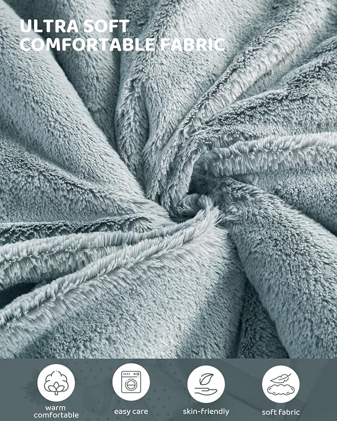 Electric Heated Blanket King Size, Super Soft Cozy Luxury Faux Fur & Thick Sherpa Electric Blanket with 9 Heating Levels & 1-9 Hours Auto Off, Fast Heat & Overheat Protection, 100" x 90", Gray
