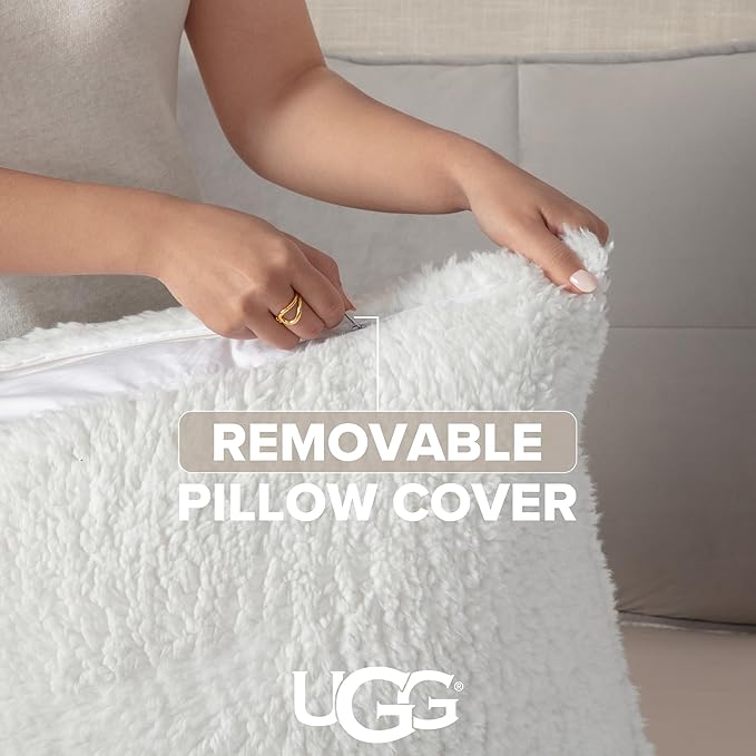UGG Blissful Comforter Set with 2 Pillow Shams Reversible White Comforter Plush Fluffy Warm Bed Set Premium Hypoallergenic Down Alternative Bedding Breathable, King/California King, Seal Gray