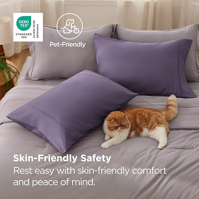 Bedsure Pillow Cases Standard Size Set of 2 - Grayish Purple Brushed Microfiber Pillowcases, Super Soft Pillow Case Covers with Envelope Closure, Wrinkle, Fade and Stain Resistant, 20x26 Inches