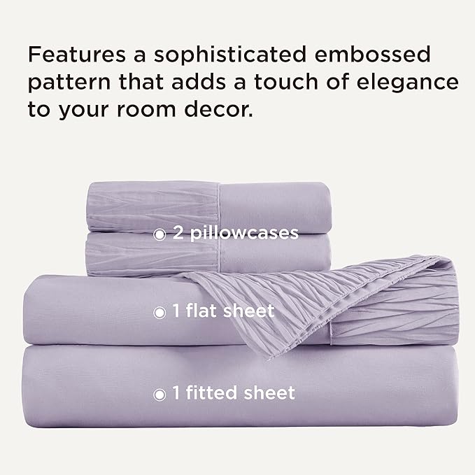 Bedsure California King Sheet Sets - 4 Pieces Soft Cal King Sheets - Breathable & Cooling - Hotel Luxury - Easy Care Polyester Microfiber Bedding for Women, Men, Lavender