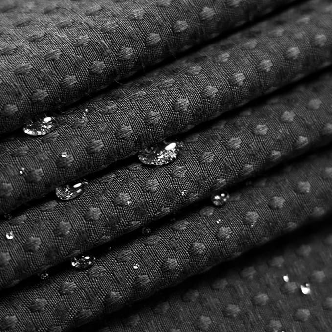 Waffle Weave Shower Curtain Hotel Luxury Spa, Black Heavyweight Fabric Shower Curtains for Bathroom, Washable & Water Repellent, Black, 71x72 Inch
