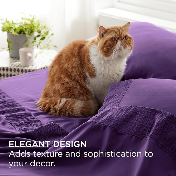 Bedsure King Size Sheets Set - 4 Pieces Soft King Sheets - Breathable & Cooling - Hotel Luxury - Easy Care Polyester Microfiber Bedding for Women, Men, Purple