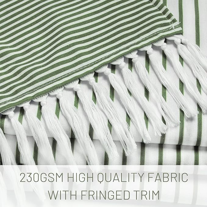 Awellife Sage Green Shower Curtain for Bathroom Stripe Tassel Shower Curtain 84 X 72 Inches Farmhouse Cotton Wide